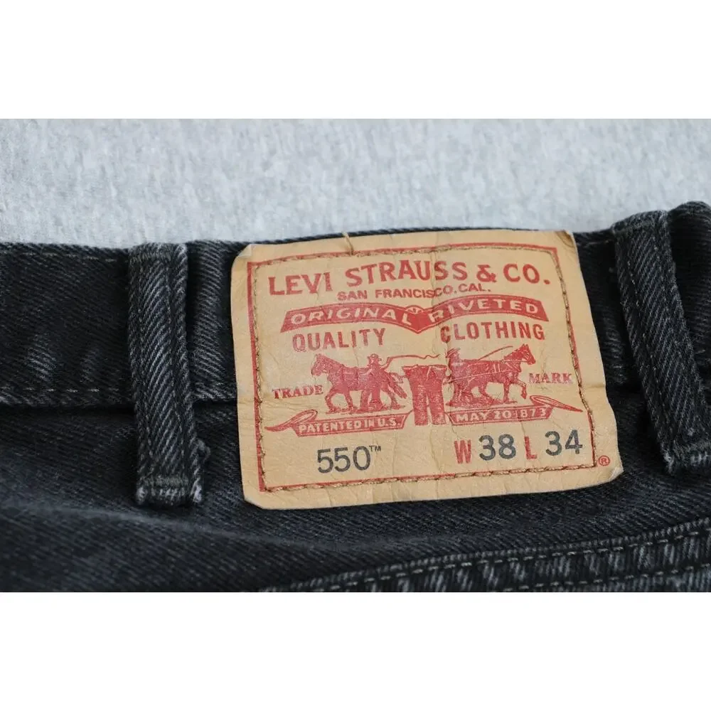 Levi's 550 Jeans Mens Size 38 X 34 Black Relaxed Fit Denim 100% Cotton